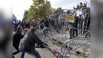 Greek protestors block national parade, call president 'traitor'
