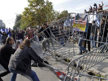 Greek protestors block national parade, call president 'traitor' Greek protestors block national parade, call president 'traitor'