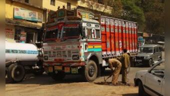 Truck set ablaze by blockade supporters in Manipur