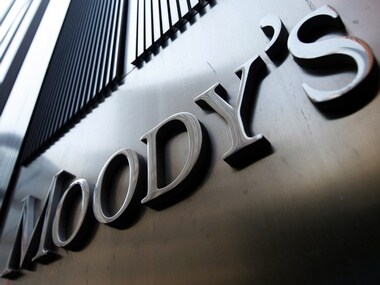 Moody's sign on 7 World Trade Center tower in New York
