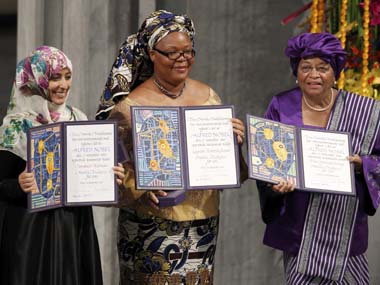 Sirleaf, Gbowee and Karman receive Nobel Peace Prize Sirleaf, Gbowee and Karman receive Nobel Peace Prize