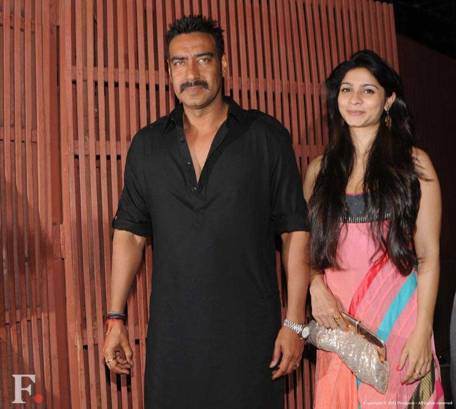 Ajay Devgn and Tanisha Mukherjee at the party. Raju Shelar/Firstpost Ajay Devgn and Tanisha Mukherjee at the party. Raju Shelar/Firstpost