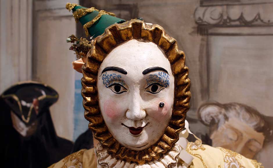 A traditional Venetian mask is displayed at the atelier of costume designer Stefano Nicolao in downtown Venice. Reuters A traditional Venetian mask is displayed at the atelier of costume designer Stefano Nicolao in downtown Venice. Reuters