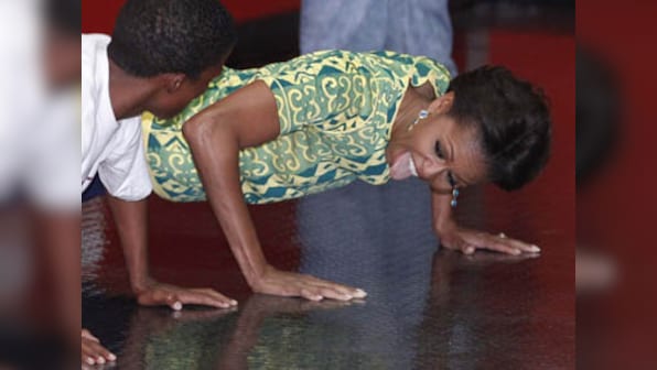 Michelle Obama is no pushover, wins push-up challenge over DeGeneres 