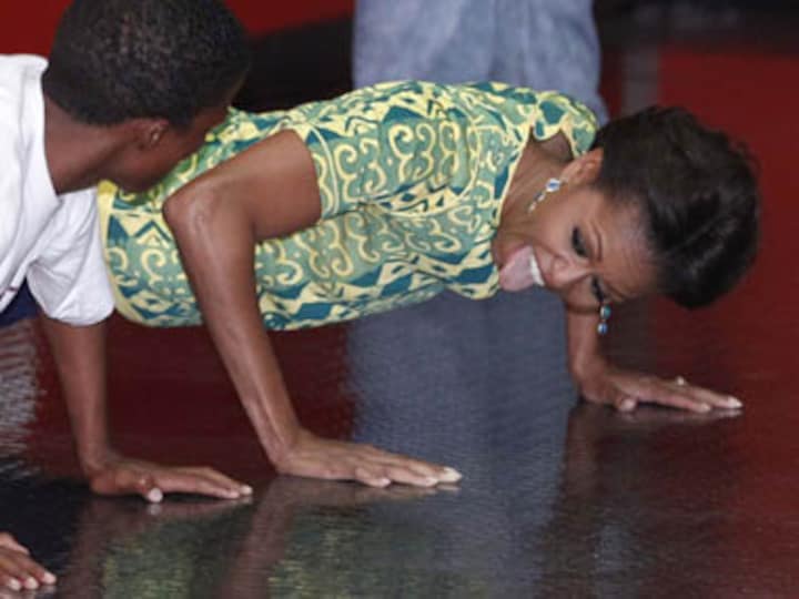Michelle Obama is no pushover, wins push-up challenge over DeGeneres 