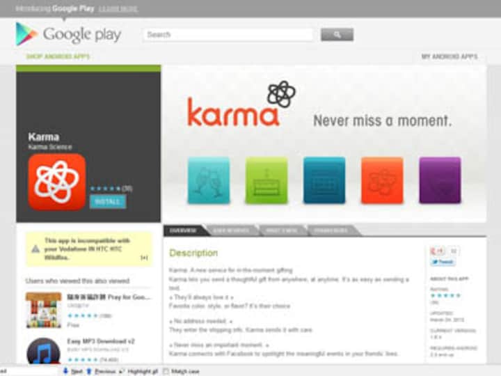 Karma: New app for iPhone, Android makes gift giving easier