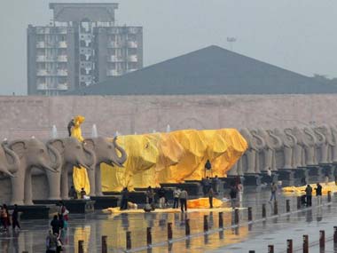 Veil lifted off elephants, Maya statues in UP Veil lifted off elephants, Maya statues in UP