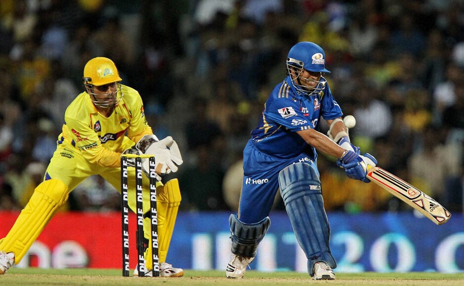 Sachin bats with Dhoni at the wickets. PTI Sachin bats with Dhoni at the wickets. PTI