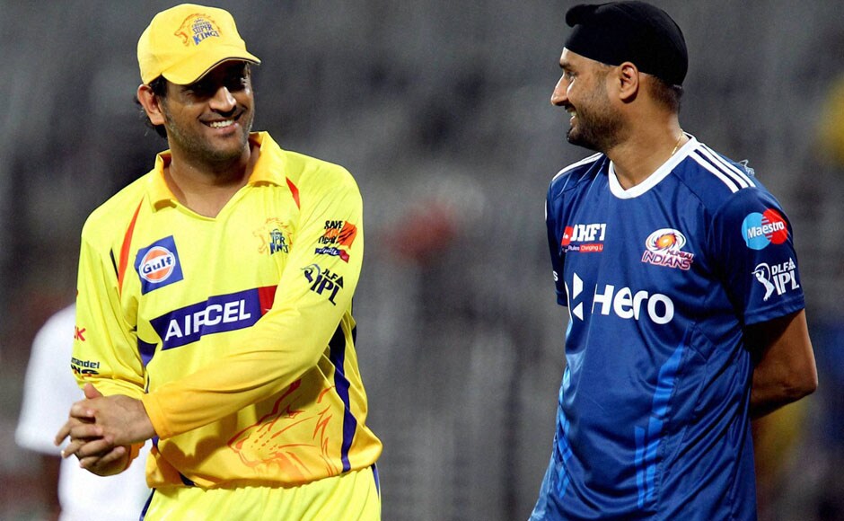 The two captains: Dhoni and Harbhajan Singh. PTI The two captains: Dhoni and Harbhajan Singh. PTI