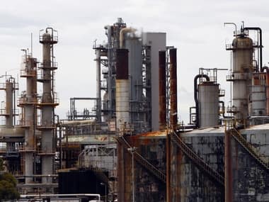 Mobil Oil's oil refinery is seen in Melbourne