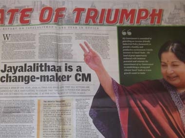 With Rs 25 cr, Jaya breaks record for one day ad spend With Rs 25 cr, Jaya breaks record for one day ad spend