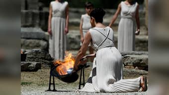 Olympic flame lit in ancient Olympia