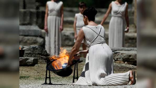 Olympic flame lit in ancient Olympia