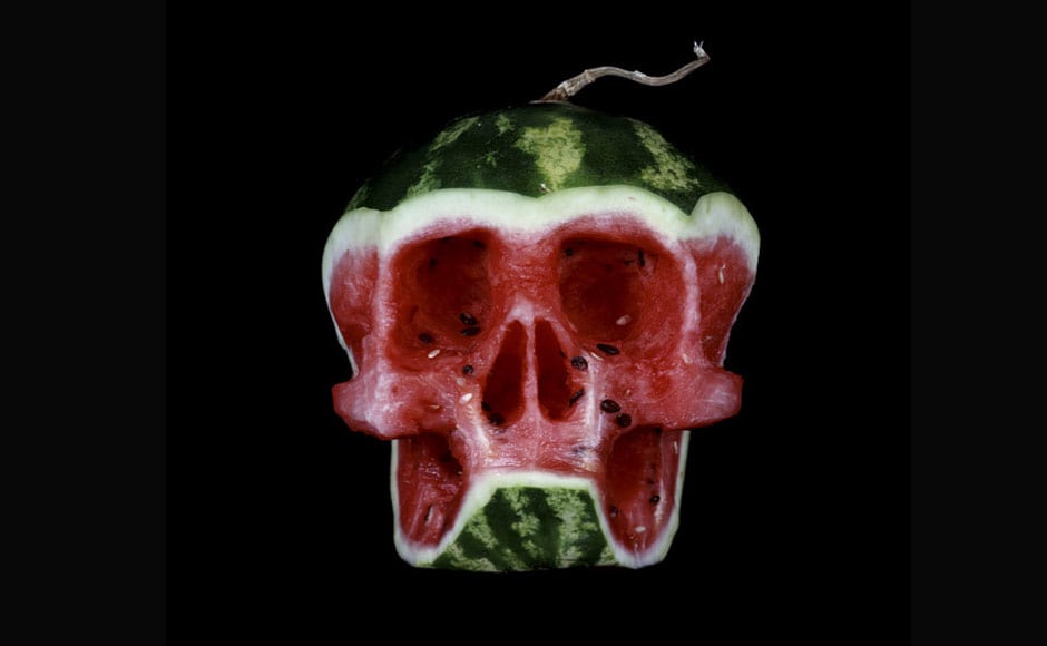 The watermelon skull by Russian artist Dimitri Tsykalov. The watermelon skull by Russian artist Dimitri Tsykalov.