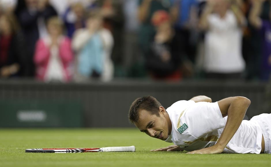 Lukas Rosol reacts after defeating Rafael Nadal in five sets in their second round match at Wimbledon. AP Lukas Rosol reacts after defeating Rafael Nadal in five sets in their second round match at Wimbledon. AP