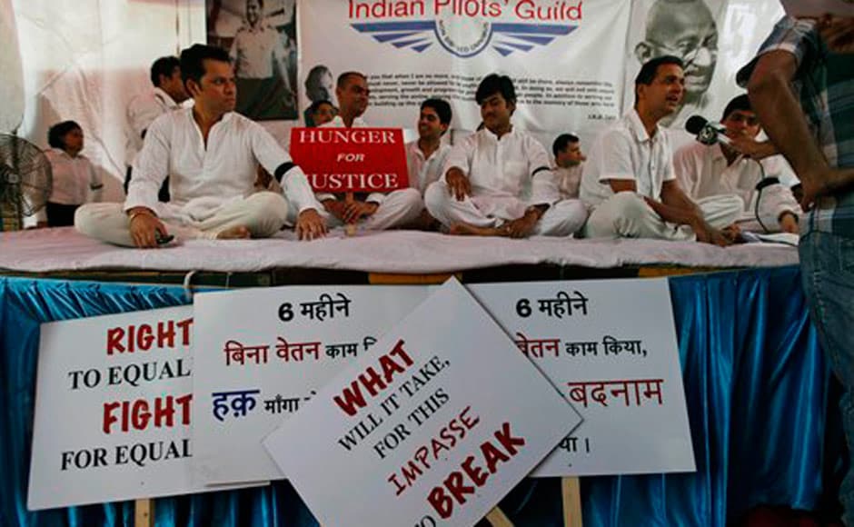 The pilots are protesting unpaid salaries and lack of opportunities to train on Boeing 787 Dreamliner jets that the airline has ordered. AP The pilots are protesting unpaid salaries and lack of opportunities to train on Boeing 787 Dreamliner jets that the airline has ordered. AP