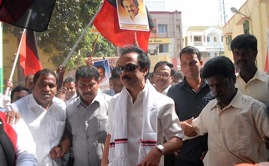 MK Stalin courting arrest at Saidapet in the city as part of the DMK's MK Stalin courting arrest at Saidapet in the city as part of the DMK's
