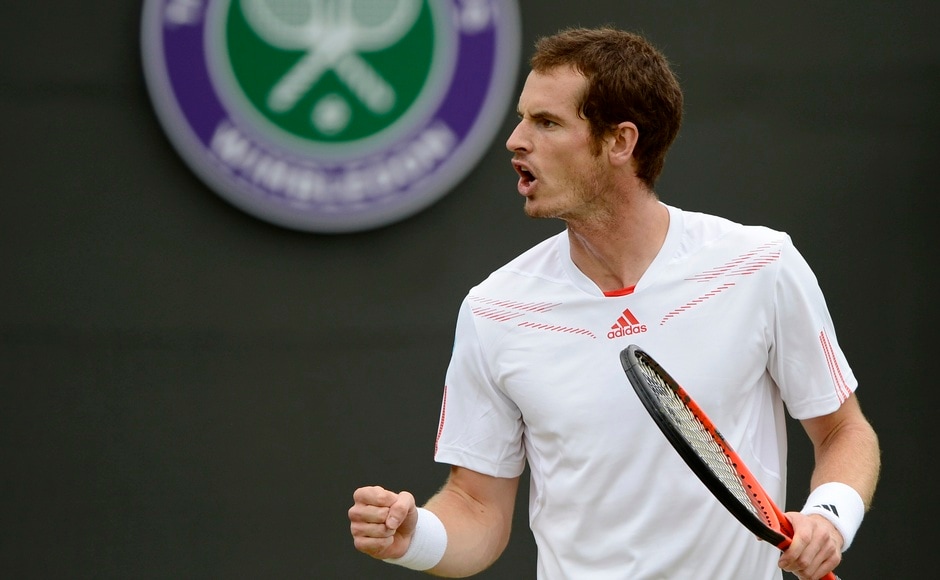 Andy Murray of Britain reacts to winning the first set during his men's singles tennis match against Marin Cilic of Croatia at the Wimbledon tennis championships in London 2 July, 2012. Reuters Andy Murray of Britain reacts to winning the first set during his men's singles tennis match against Marin Cilic of Croatia at the Wimbledon tennis championships in London 2 July, 2012. Reuters