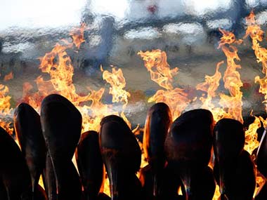 Olympic cauldron moved to ready stadium for athletic events Olympic cauldron moved to ready stadium for athletic events