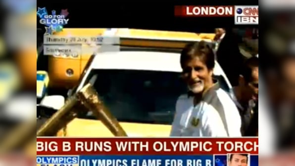 Amitabh Bachchan carries the Olympic torch