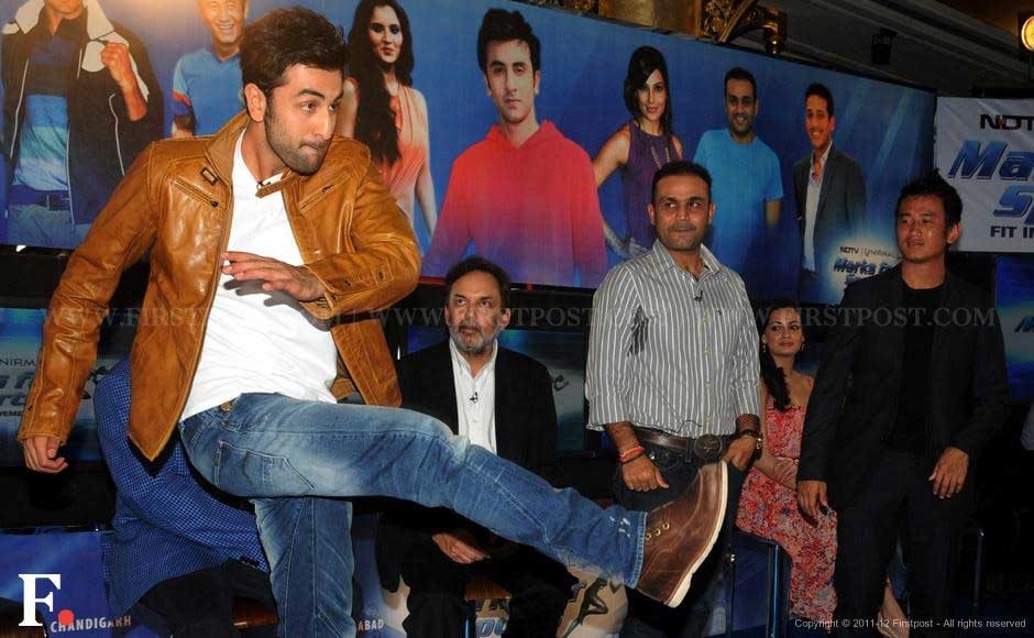 Ranbir Kapoor, Prannoy Roy, Virender Sehwag and Baichung Bhutia. Sachin Gokhale/Firstpost Ranbir Kapoor, Prannoy Roy, Virender Sehwag and Baichung Bhutia. Sachin Gokhale/Firstpost