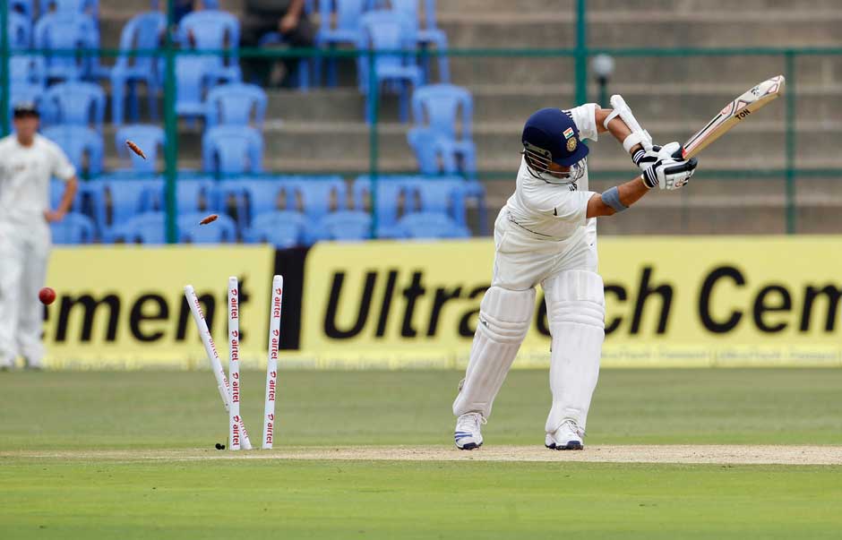 Cricket pundits have spoken about the gap he leaves in his defence, which allows the ball to nip in between bat and pad and onto the stumps. Reuters Cricket pundits have spoken about the gap he leaves in his defence, which allows the ball to nip in between bat and pad and onto the stumps. Reuters