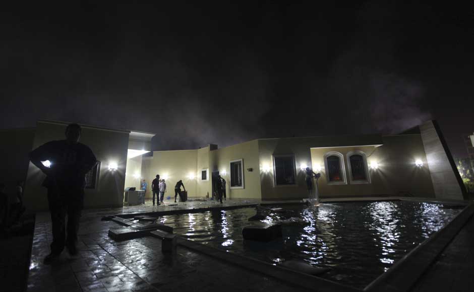 <br />Damage at the US Consulate in Benghazi is seen during a protest by an armed group said to have been protesting a film being produced in the United States on 11 September 2012. US Ambassador to Libya J Christopher Stevens and three other staff members perished in the rocket attack, Libyan security sources said on Wednesday. Esam Al-Fetori/Reuters <br />Damage at the US Consulate in Benghazi is seen during a protest by an armed group said to have been protesting a film being produced in the United States on 11 September 2012. US Ambassador to Libya J Christopher Stevens and three other staff members perished in the rocket attack, Libyan security sources said on Wednesday. Esam Al-Fetori/Reuters