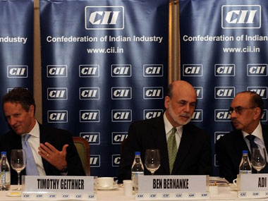 Geithner, Bernanke meet India Inc; discuss reforms, US economy Geithner, Bernanke meet India Inc; discuss reforms, US economy