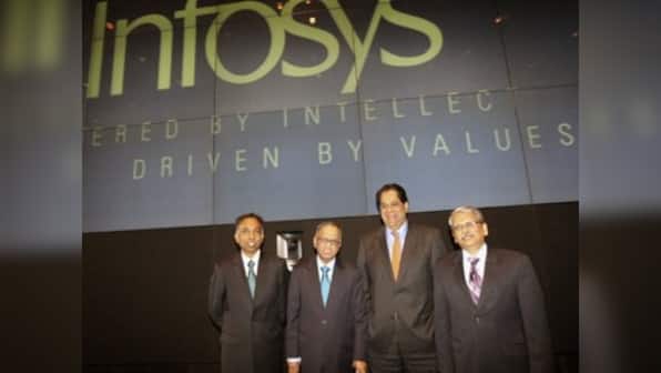 Infosys shares fall on rupee spike, outlook fear