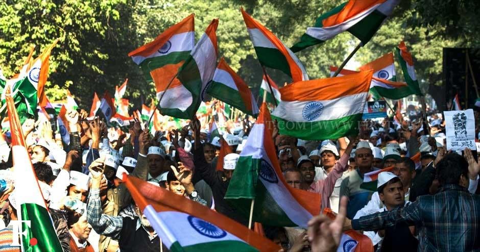 A sea of tricolours at the formal launch of the Aam Aadmi Party at Jantar Mantar. Naresh Sharma/ Firstpost A sea of tricolours at the formal launch of the Aam Aadmi Party at Jantar Mantar. Naresh Sharma/ Firstpost