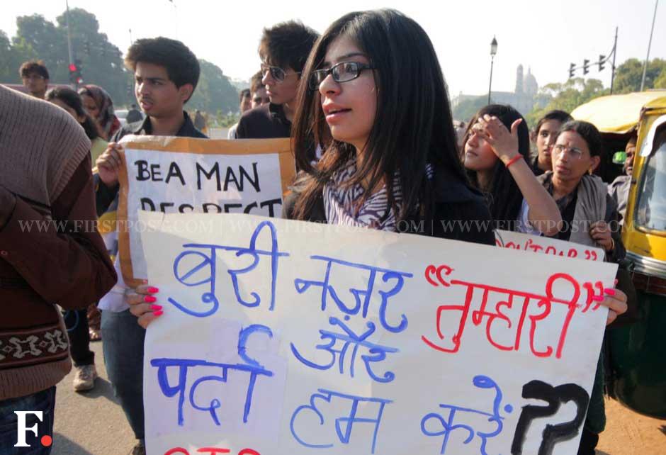 Hundreds of angry women activists and students marched towards Rashtrapati Bhavan on Friday. Naresh Sharma/Firstpost Hundreds of angry women activists and students marched towards Rashtrapati Bhavan on Friday. Naresh Sharma/Firstpost