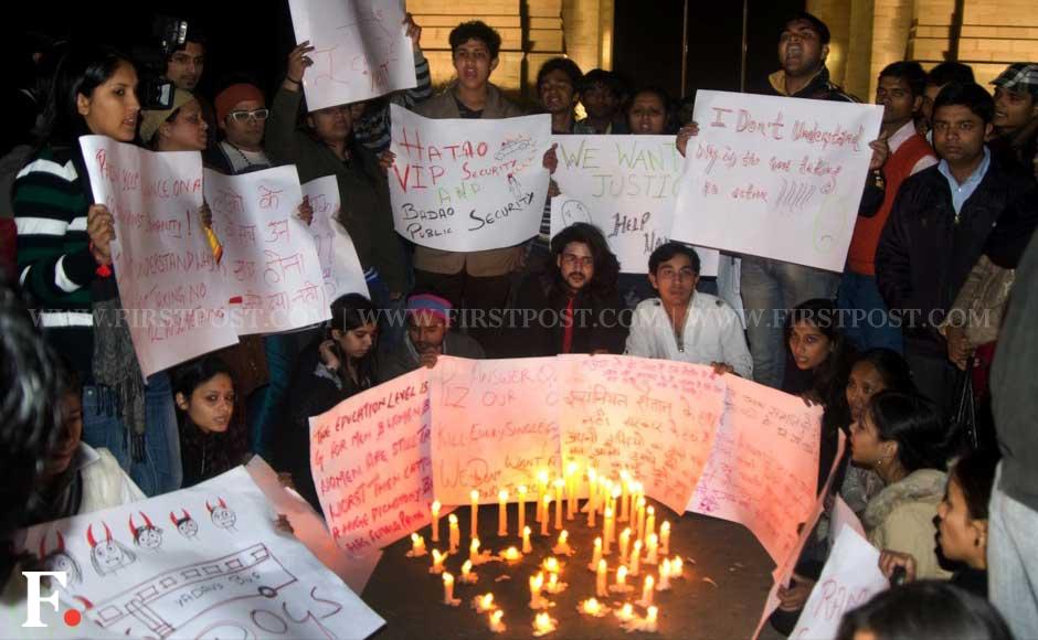 The Delhi gangrape incident triggered outrage with students of Jawaharlal Nehru University staging a demonstration outside Vasant Kunj Police Station. Naresh Sharma/Firstpost The Delhi gangrape incident triggered outrage with students of Jawaharlal Nehru University staging a demonstration outside Vasant Kunj Police Station. Naresh Sharma/Firstpost