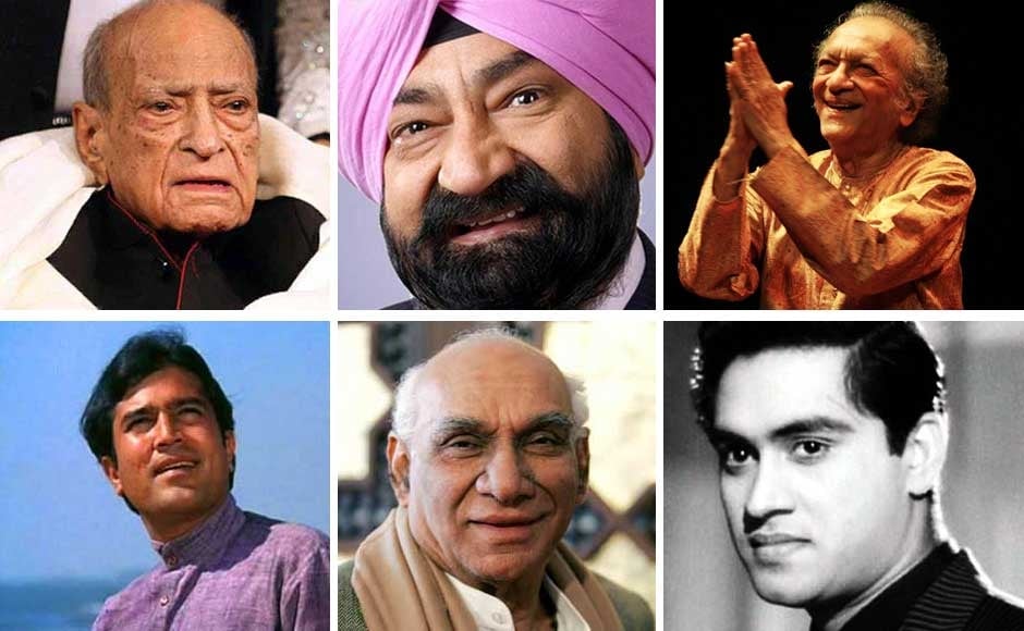 Bottom left: Rajesh Khanna, Yash Chopra and Joy Mukherjee. Top left: AK Hangal, Jaspal Bhatti and Pundit Ravi Shankar Bottom left: Rajesh Khanna, Yash Chopra and Joy Mukherjee. Top left: AK Hangal, Jaspal Bhatti and Pundit Ravi Shankar