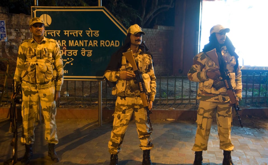 Security outside Jantar Mantar. Naresh Sharma/Firstpost Security outside Jantar Mantar. Naresh Sharma/Firstpost