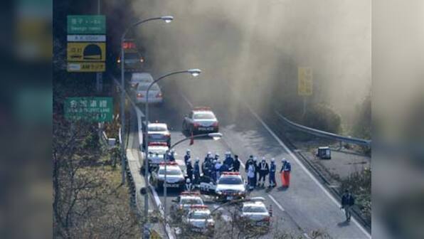 Cars trapped in highway tunnel collapse near Tokyo 
