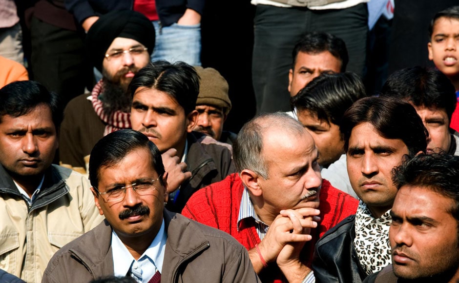 Arvind Kejriwal and Manish Sisodia of the Aam Aadmi Party are also present in the protests in Jantar Mantar. Naresh Sharma/Firstpost Arvind Kejriwal and Manish Sisodia of the Aam Aadmi Party are also present in the protests in Jantar Mantar. Naresh Sharma/Firstpost