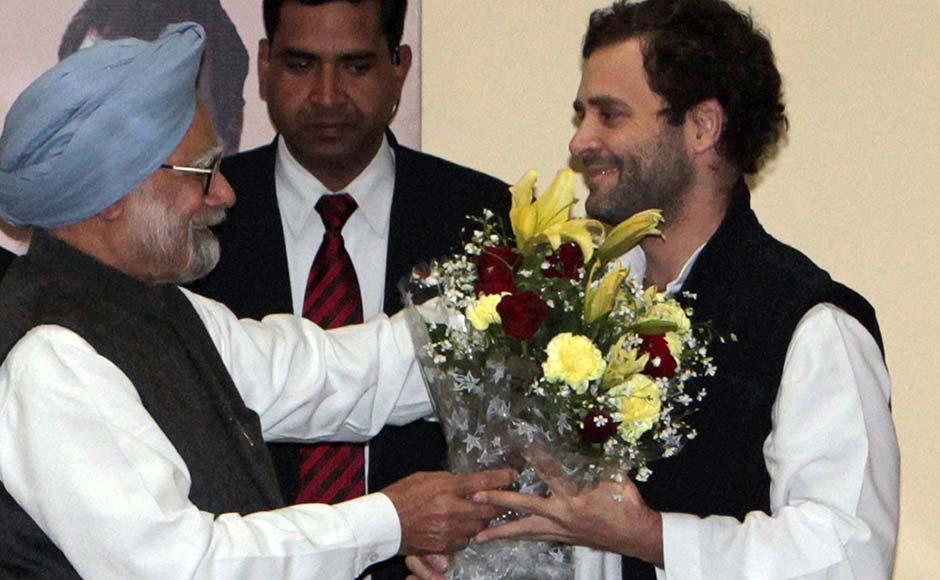 n Prime Minister Manmohan Singh, left, greets Rahul Gandhi after he was appointed Vice President of the Congress party, in Jaipur. AP n Prime Minister Manmohan Singh, left, greets Rahul Gandhi after he was appointed Vice President of the Congress party, in Jaipur. AP
