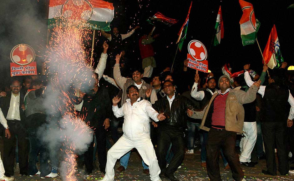 Congress supporters celebrate Rahul Gandhi's appointment as Vice President of the party on Saturday outside party office in New Delhi. PTI Congress supporters celebrate Rahul Gandhi's appointment as Vice President of the party on Saturday outside party office in New Delhi. PTI