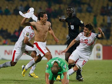 Tunisia's Youssef Msakni celebrates his winning goal. Reuters