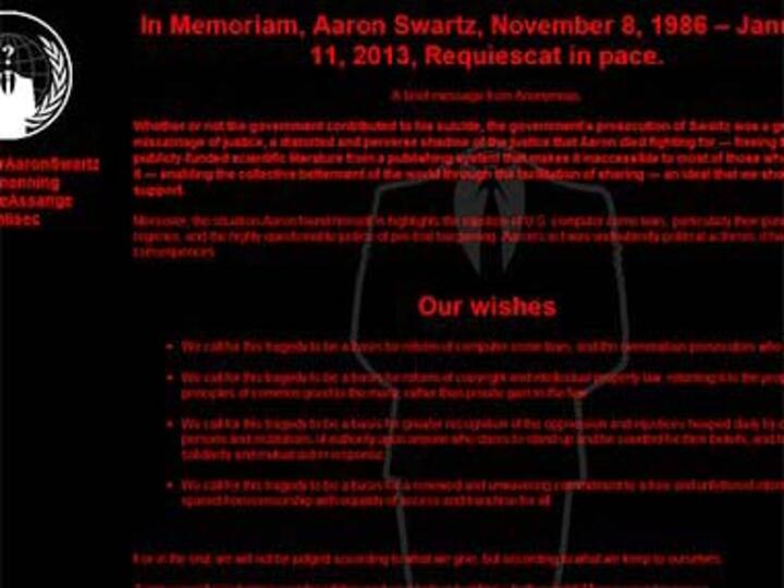 Aaron Swartz's suicide: Anonymous hacks two MIT sites 