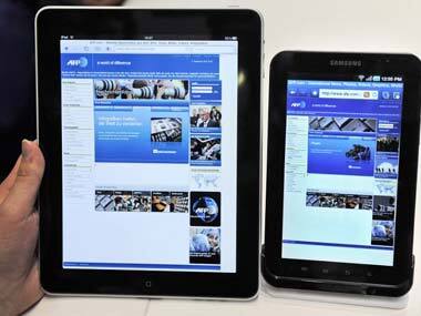 An Apple iPad and a Samsung Galaxy tab. AFP 