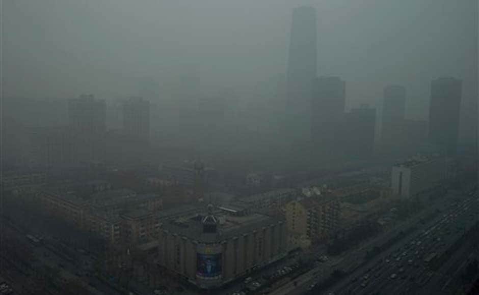 Skyscrapers obscured by heavy haze in Beijing: AP Skyscrapers obscured by heavy haze in Beijing: AP