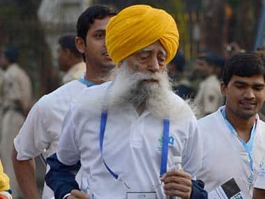 Fauja Singh at the Mumbai Marathon. AFP Fauja Singh at the Mumbai Marathon. AFP