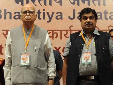 Nitin Gadkari with party leader LK Advani in this file photo. AFP 