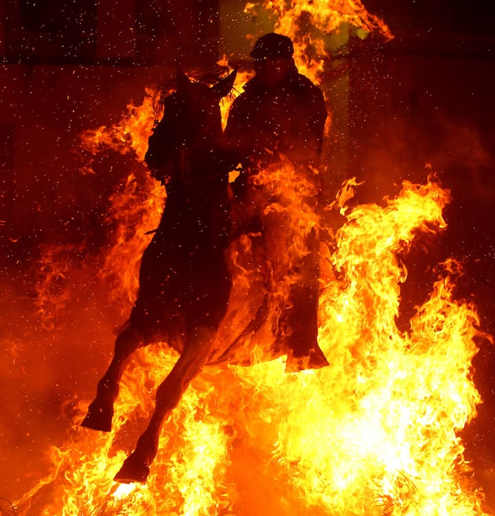 Images: Agni pariksha for horses in Spain?