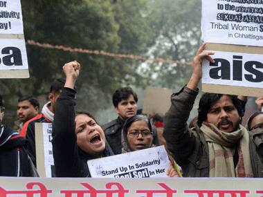 Protests over the incident of rape in Delhi. 