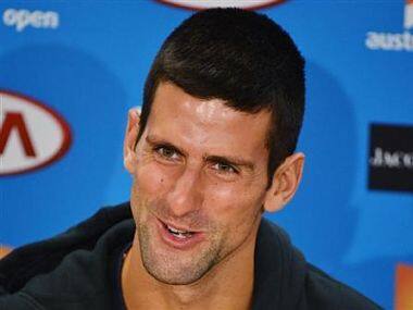 Novak Djokovic of Serbia speaks during a news conference at the Australian Open tennis tournament in Melbourne. Reuters