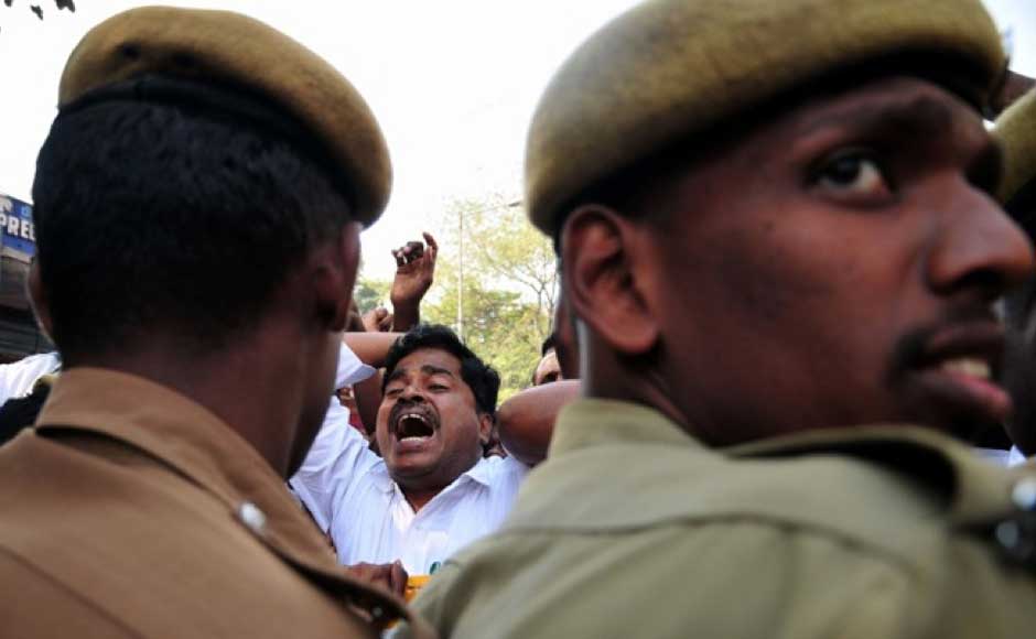 A protester at the rally seeking action against the Sri Lankan government. Firstpost A protester at the rally seeking action against the Sri Lankan government. Firstpost