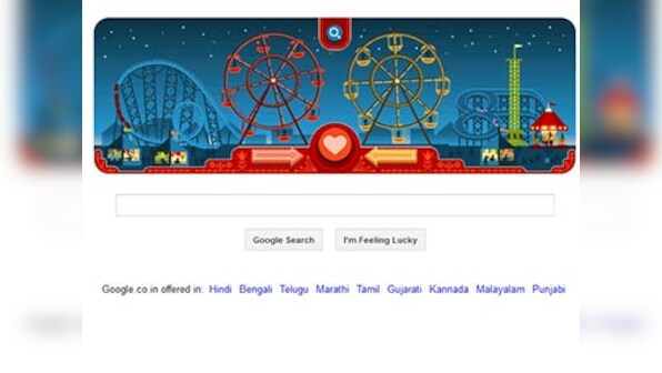 Google doodle celebrates George Ferris' birthday and Valentine's Day