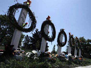 A memorial dedicated to the victims of the Gurdwara shooting in Wisconsin. Agencies. 